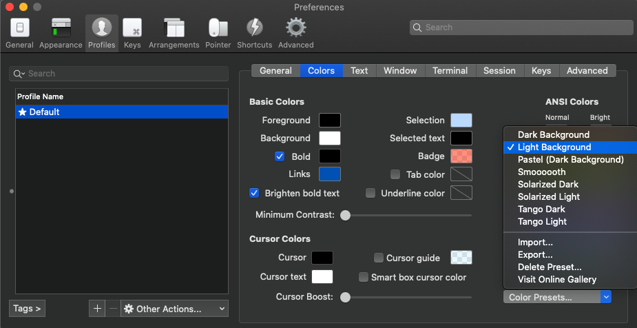 image to set “light background”